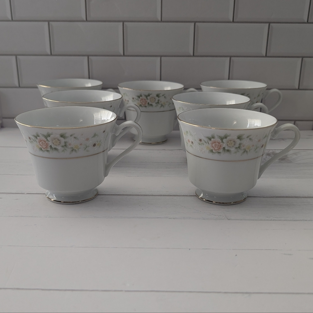 Set of 7 vintage Crescent Fine China Tea Cups